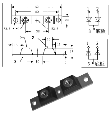 圖7 200A非絕緣型雙塔結(jié)構(gòu)超快速二極管模塊