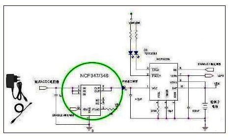 圖5 集成式OVP解決方案NCP348的應(yīng)用電路示意圖